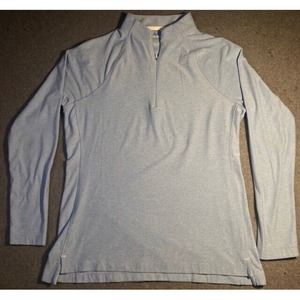 PETER MILLAR Women M TOP Blue 1/4 Quarter Zip UPF 50+ Sun Protect Casual SPONSOR